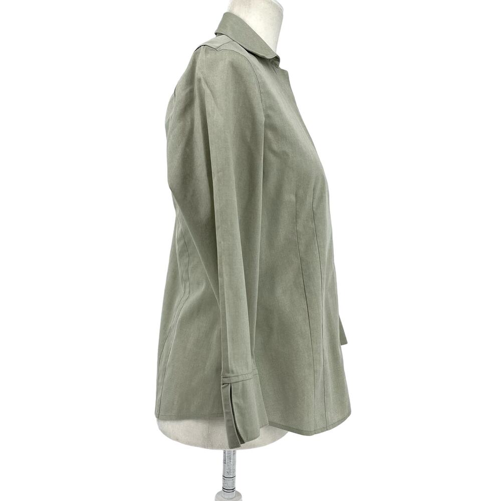 Foxcroft NYC Women's green Heritage Non-Iron Hidden Button Collared Blouse 8P - Picture 3 of 9